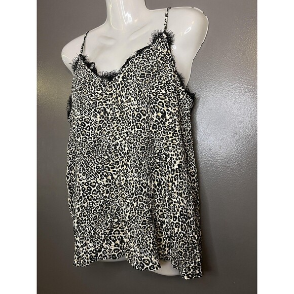 Mi Ami Tank Top Womens Small Black White Leopard Print Lace Cami Shirt - Picture 3 of 7